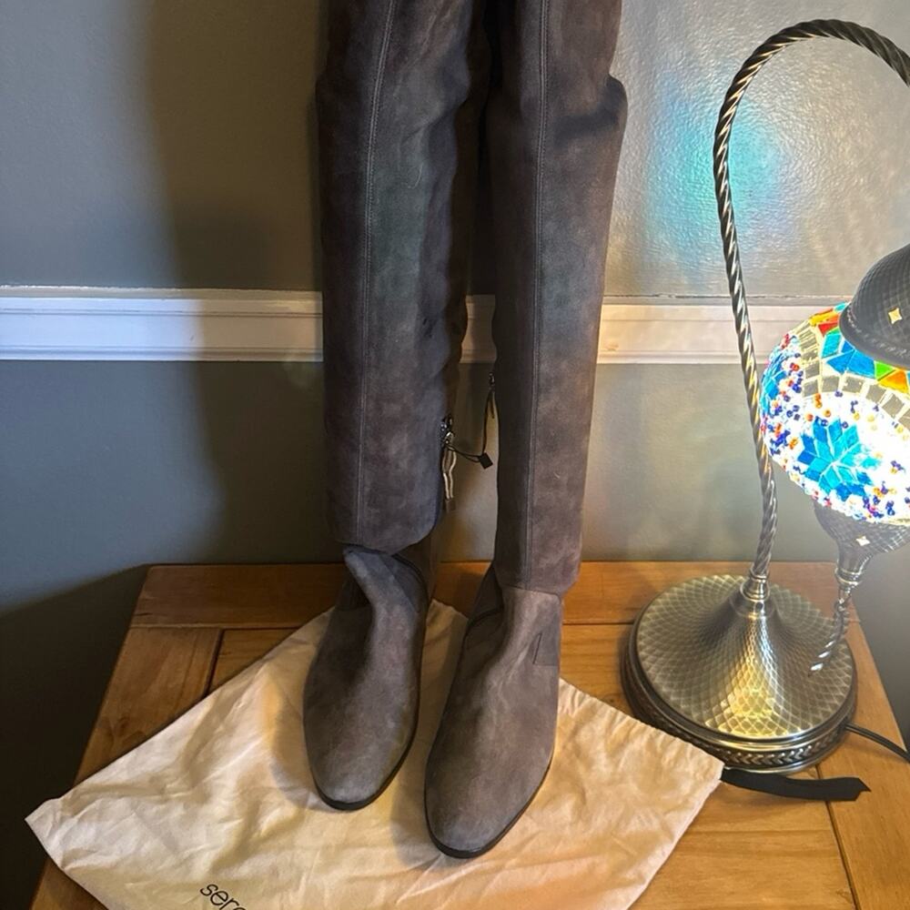 Boots SERGIO ROSSI GREY TALL SUEDE 34.5